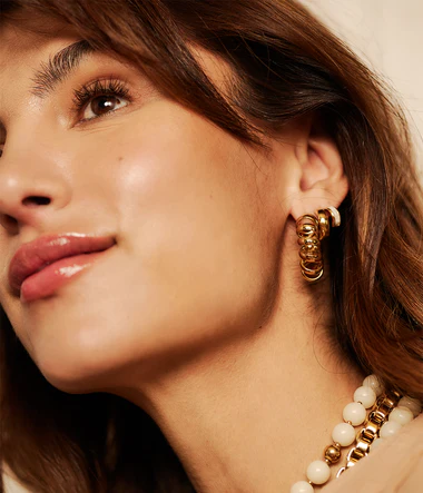 Swirl naušnice od pozlaćenog čelika - Slika 2